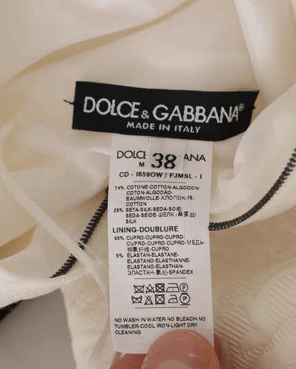 Dolce & Gabbana White Jaquard Midi Floral Sheath Brocade Dress