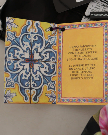 Dolce & Gabbana Multicolor Pachwork Midi Floral Silk Leopard Bodycon Dress