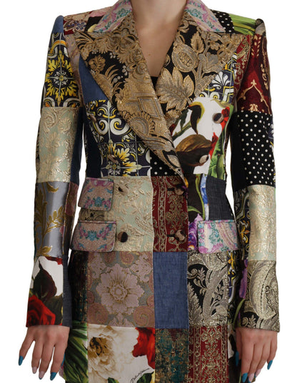 Dolce & Gabbana Multicolor Double-Breasted Patchwork Jacquard Blazer Jacket
