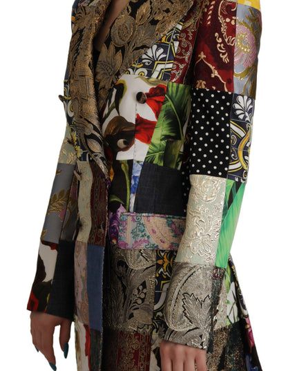 Dolce & Gabbana Multicolor Double-Breasted Patchwork Jacquard Blazer Jacket