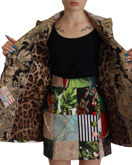 Dolce & Gabbana Multicolor Double-Breasted Patchwork Jacquard Blazer Jacket