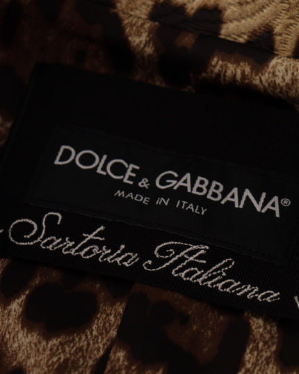 Dolce & Gabbana Red Leopard Wool Trenchcoat Jacket