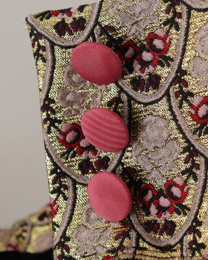 Dolce & Gabbana Brown Leopard Gold Jacquard High Waist Pants