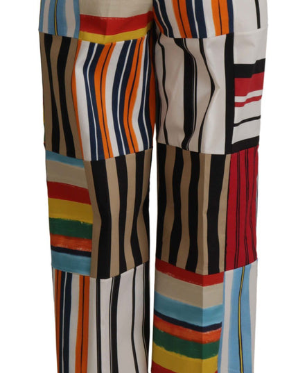 Dolce & Gabbana Multicolor Striped High Waist Cotton Pants