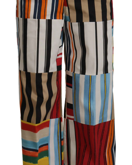 Dolce & Gabbana Multicolor Striped High Waist Cotton Pants