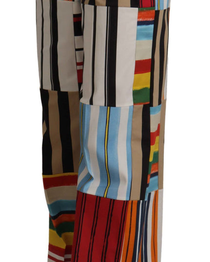 Dolce & Gabbana Multicolor Striped High Waist Cotton Pants