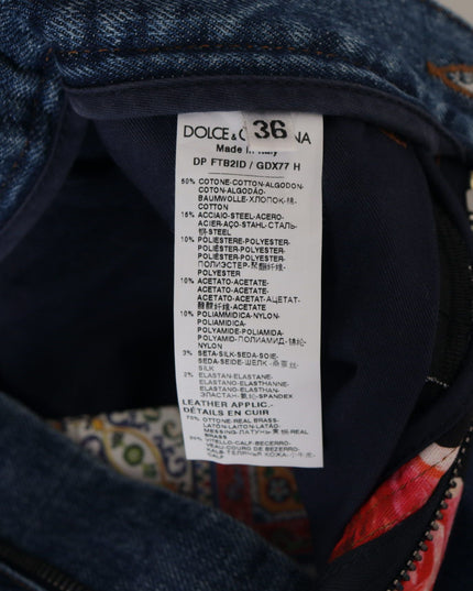 Dolce & Gabbana Blue Jeans Jacquard Majolica High Waist Pants