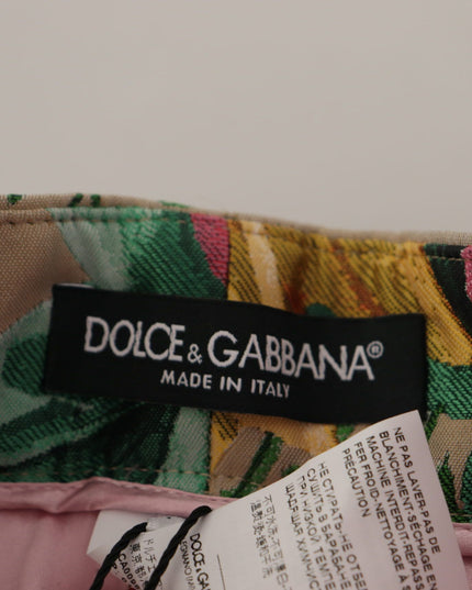 Dolce & Gabbana Beige Floral Dress Formal High Waist Pants