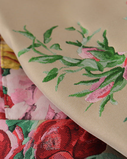 Dolce & Gabbana Beige Floral Dress Formal High Waist Pants