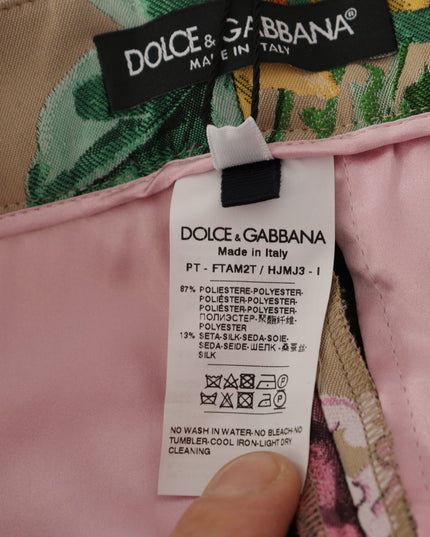 Dolce & Gabbana Beige Floral Dress Formal High Waist Pants