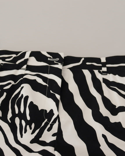 Dolce & Gabbana Black White Cotton Stretch Hot Pants Shorts