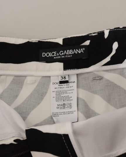 Dolce & Gabbana Black White Cotton Stretch Hot Pants Shorts