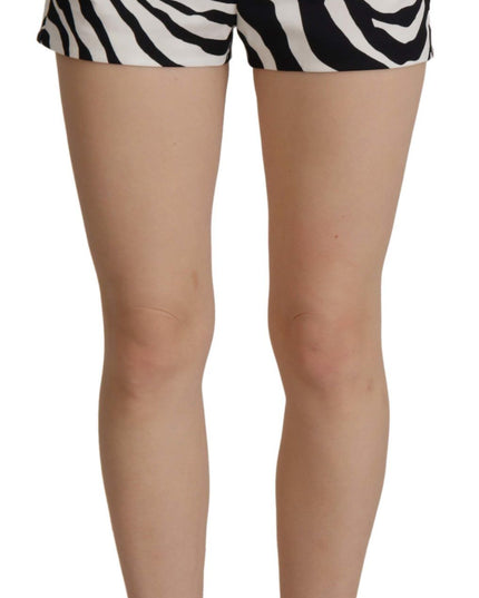 Dolce & Gabbana Black White Cotton Stretch Hot Pants Shorts