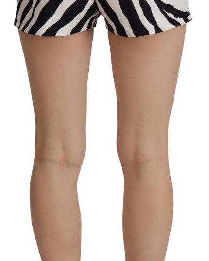 Dolce & Gabbana Black White Cotton Stretch Hot Pants Shorts