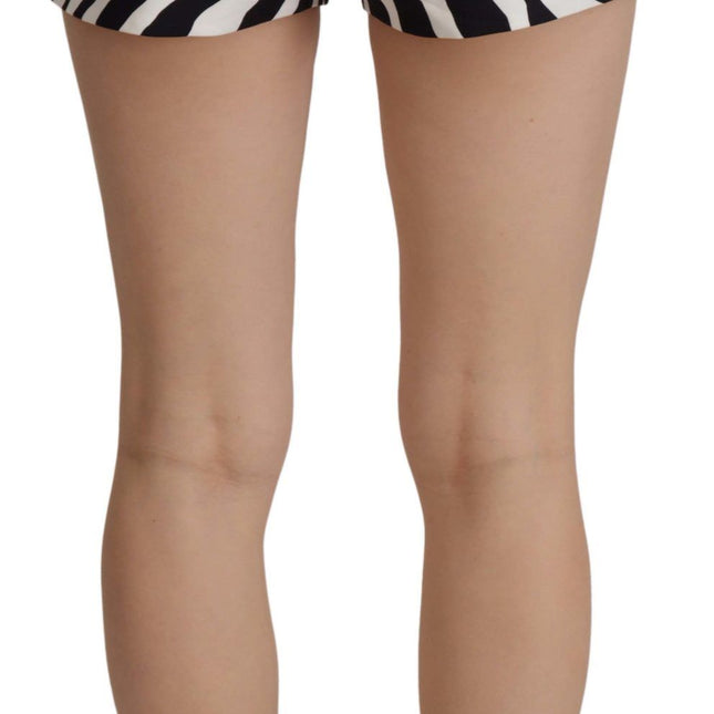 Dolce & Gabbana Black White Cotton Stretch Hot Pants Shorts