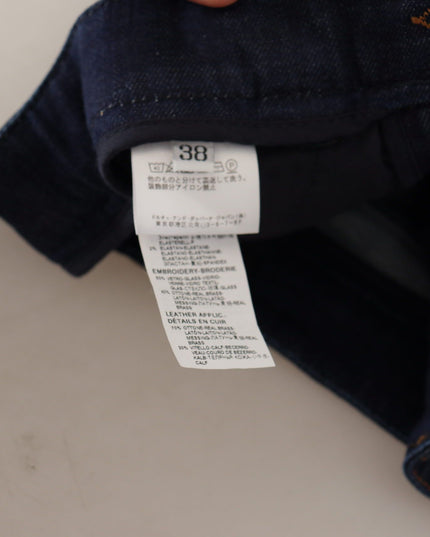 Dolce & Gabbana Blue Denim Stretch Crystal Hot Pants Shorts