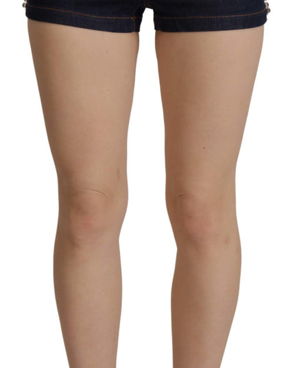 Dolce & Gabbana Blue Denim Stretch Crystal Hot Pants Shorts