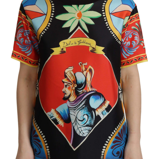 Dolce & Gabbana Multicolor Soldier Carretto Silk Top  T-shirt