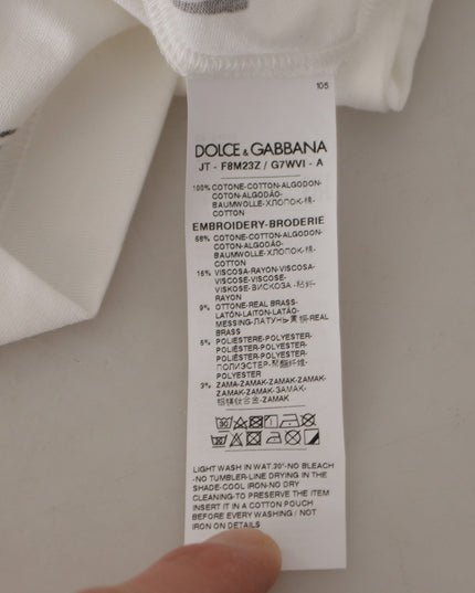 Dolce & Gabbana White Black Roses Crewneck Cotton  T-shirt