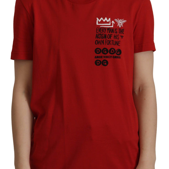 Dolce & Gabbana Red Amor Vincit Omnia Crewneck T-shirt
