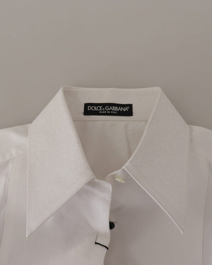 Dolce & Gabbana White Sleeveless Tuxedo Formal Blouse Top