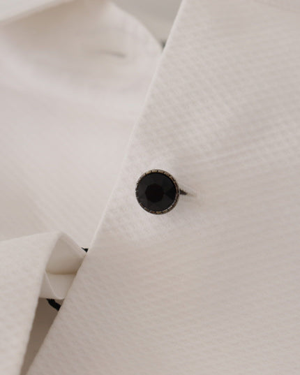 Dolce & Gabbana White Sleeveless Tuxedo Formal Blouse Top