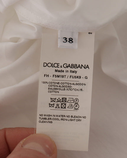 Dolce & Gabbana White Sleeveless Tuxedo Formal Blouse Top