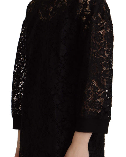 Dolce & Gabbana Black Floral Lace Pullover Sicily Blouse