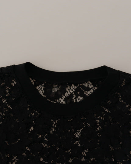 Dolce & Gabbana Black Floral Lace Pullover Sicily Blouse