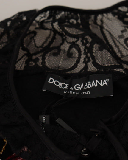 Dolce & Gabbana Black Lace Angel Roses Cardigan Sweater