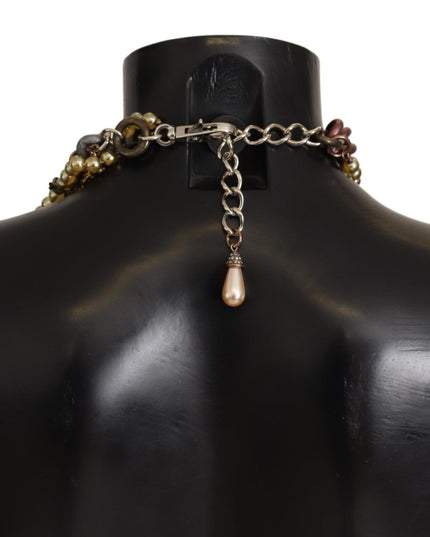 Dolce & Gabbana Gold Brass Sicily Floral Crystal Statement Necklace