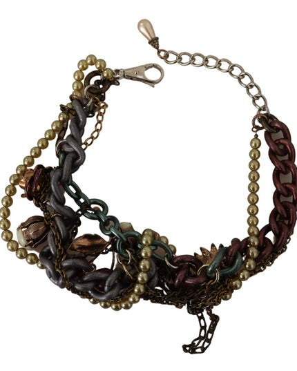 Dolce & Gabbana Gold Brass Sicily Floral Crystal Statement Necklace