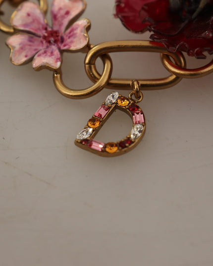 Dolce & Gabbana Gold Brass Sicily Fruits Roses Statement Necklace