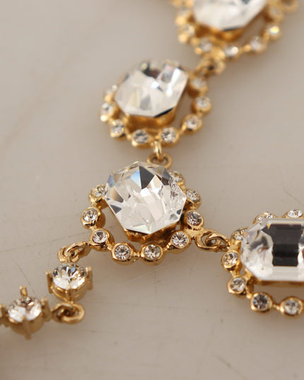 Dolce & Gabbana Gold Clock Statement Crystal Chain Necklace