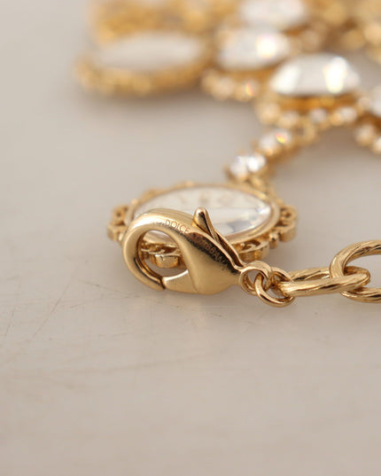 Dolce & Gabbana Gold Clock Statement Crystal Chain Necklace
