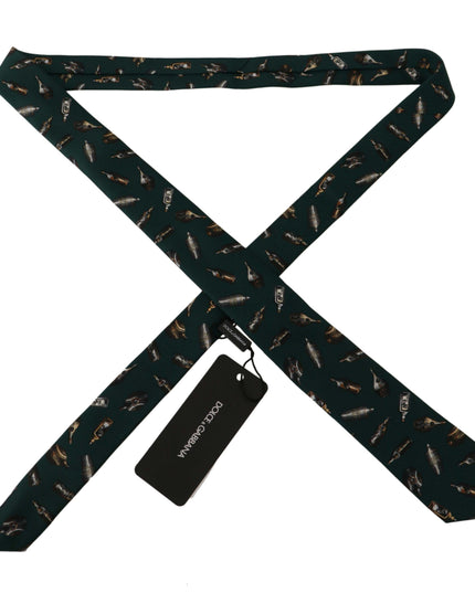 Dolce & Gabbana Black Bottle Fantasy Print Silk Adjustable Accessory Tie