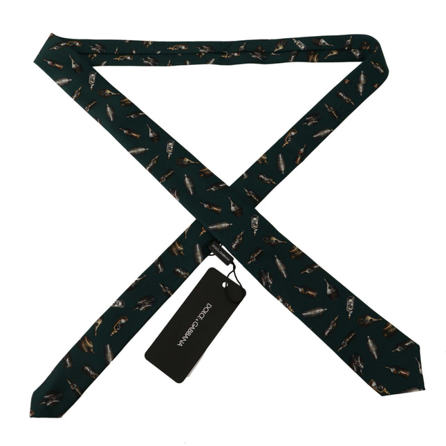 Dolce & Gabbana Black Bottle Fantasy Print Silk Adjustable Accessory Tie