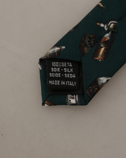 Dolce & Gabbana Black Bottle Fantasy Print Silk Adjustable Accessory Tie