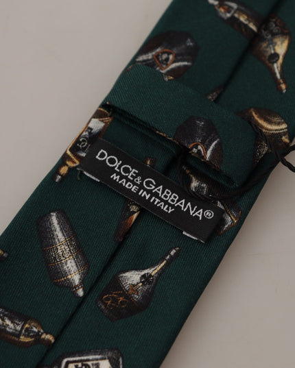 Dolce & Gabbana Black Bottle Fantasy Print Silk Adjustable Accessory Tie