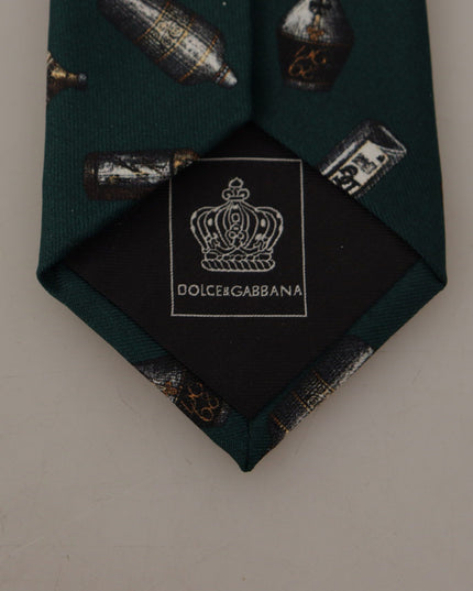 Dolce & Gabbana Black Bottle Fantasy Print Silk Adjustable Accessory Tie