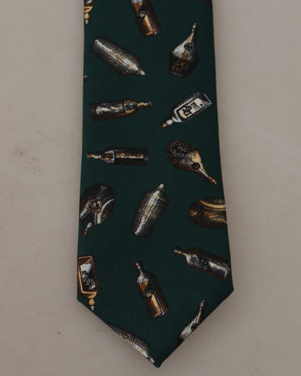Dolce & Gabbana Black Bottle Fantasy Print Silk Adjustable Accessory Tie