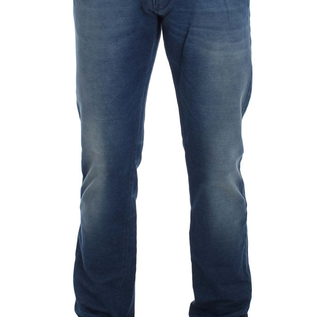 Acht Blue Wash Denim Cotton Stretch Slim Fit Jeans