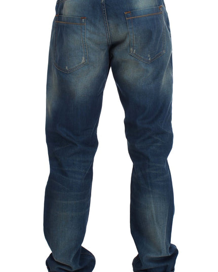 Acht Blue Wash Denim Cotton Stretch Baggy Fit Jeans