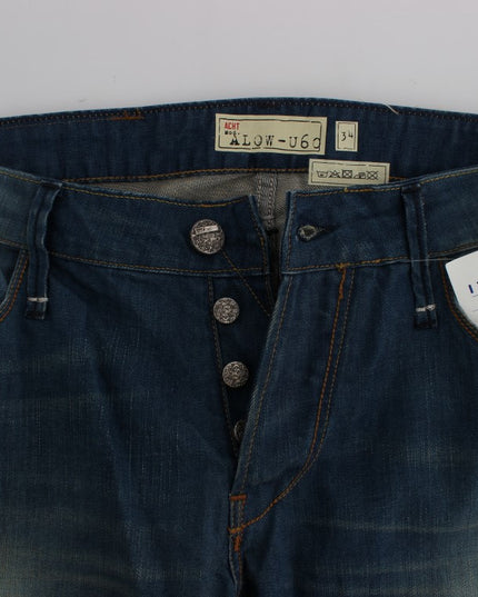 Acht Blue Wash Denim Cotton Stretch Baggy Fit Jeans