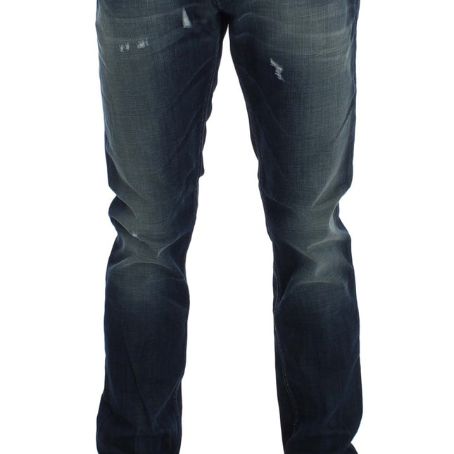 Acht Blue Wash Cotton Denim Slim Fit Jeans