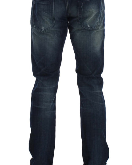 Acht Blue Wash Cotton Denim Slim Fit Jeans