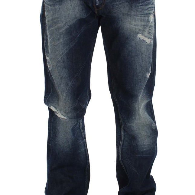 Acht Blue Wash Cotton Denim Regular Fit Jeans