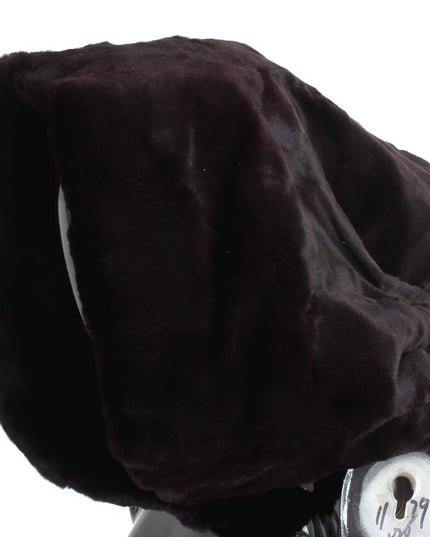 Dolce & Gabbana Purple Weasel Fur Crochet Hood Scarf Hat