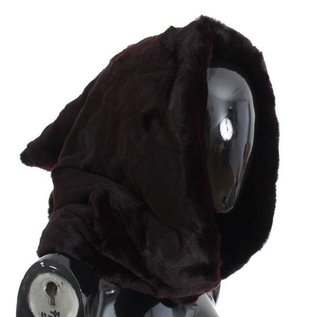 Dolce & Gabbana Purple Weasel Fur Crochet Hood Scarf Hat