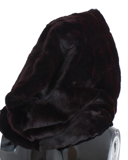 Dolce & Gabbana Purple Weasel Fur Crochet Hood Scarf Hat